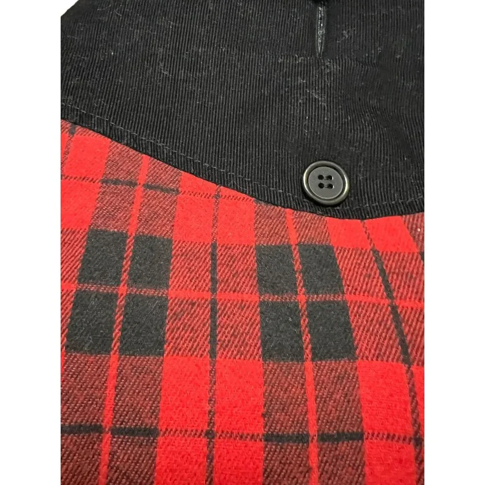 Simply Dog Black Red Buffalo Plaid Jacket Black Corduroy Size L 21 - 24 in NWT